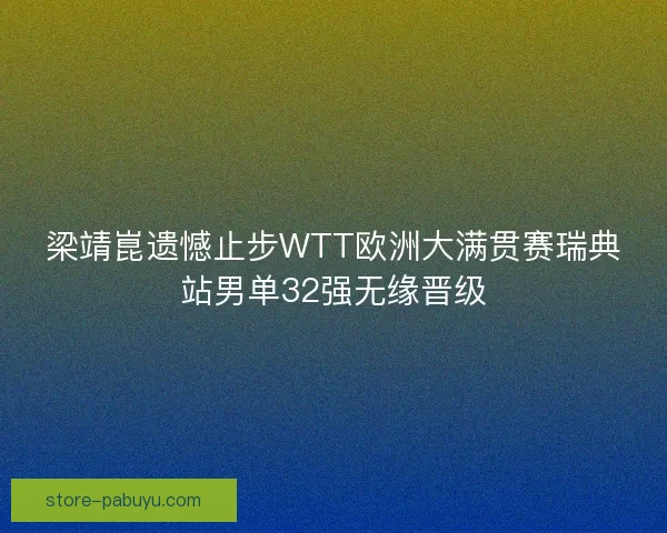 梁靖崑遗憾止步WTT欧洲大满贯赛瑞典站男单32强无缘晋级
