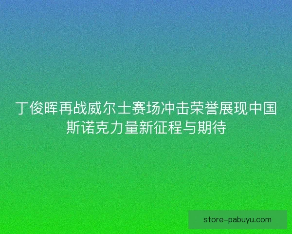 丁俊晖再战威尔士赛场冲击荣誉展现中国斯诺克力量新征程与期待
